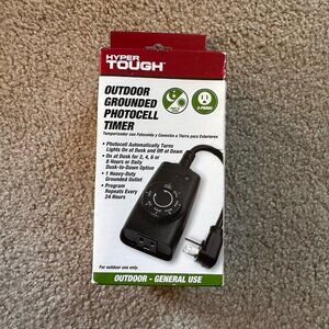 Hyper Tough Outdoor Grounded Photocell Timer Dusk To Down‎ 3 Prong New in Box